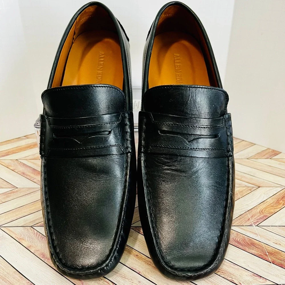 Allen Edmonds Lewis Penny Loafer Mens 9 D Black Leather Driving Mocs Preppy 7770